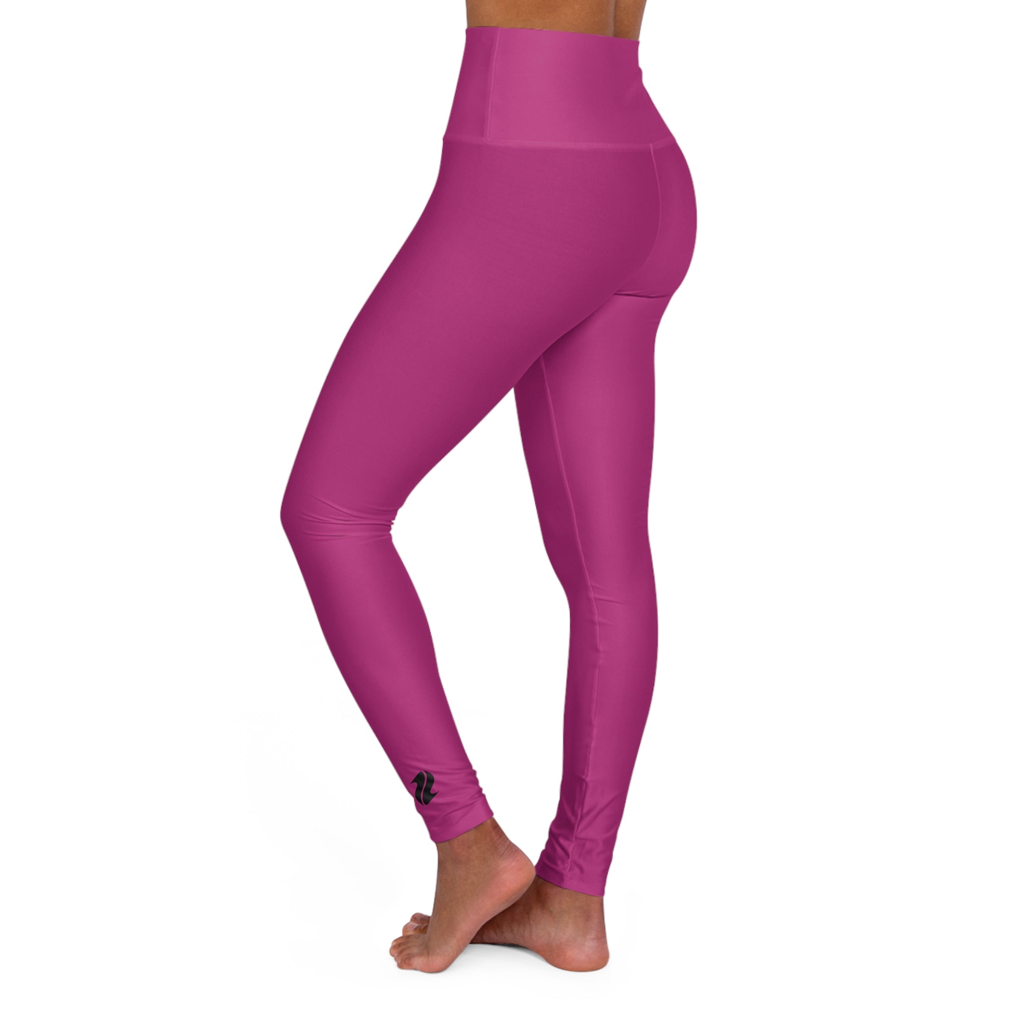 High-Waisted Pink Yoga Leggings – Smooth AOP Activewear