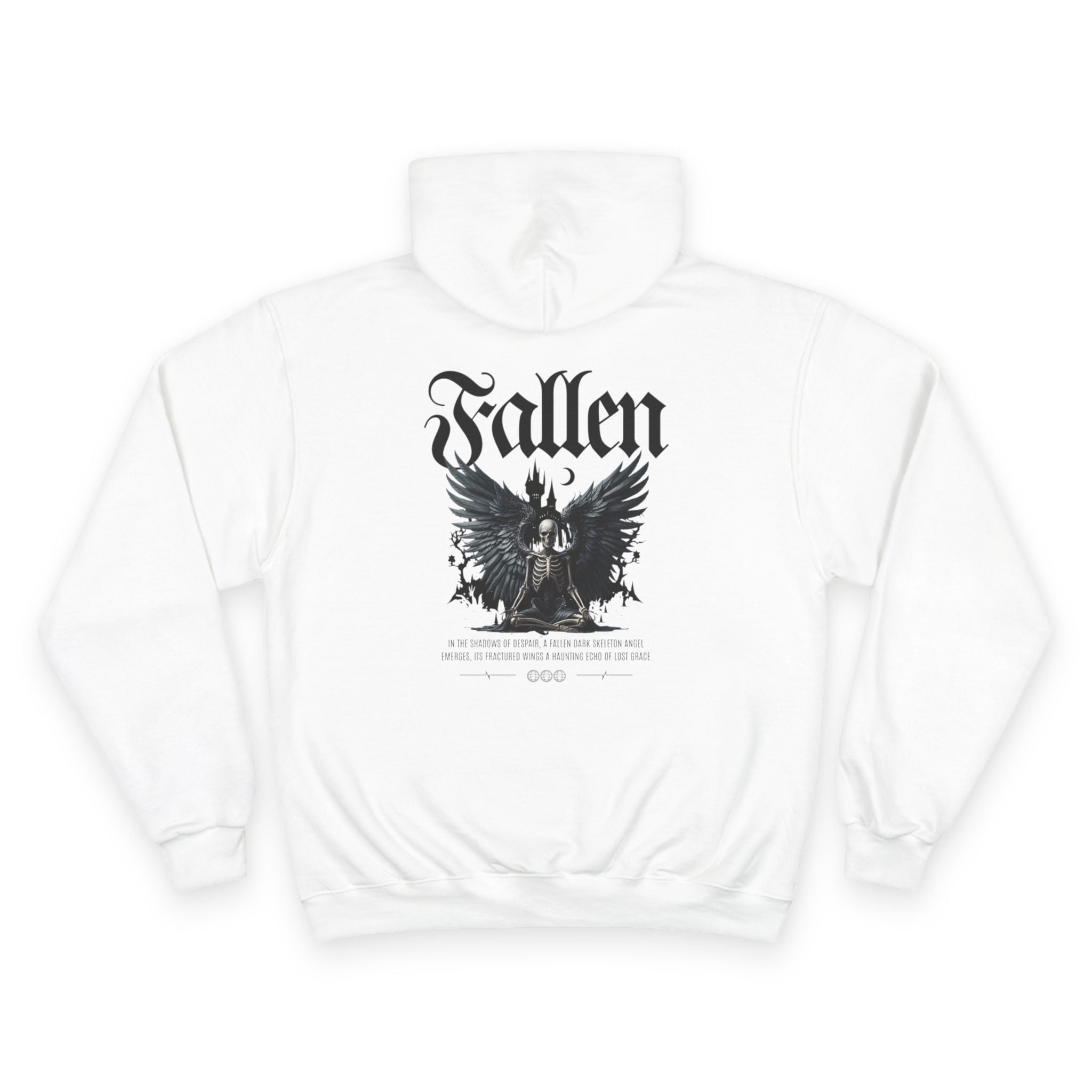 Fallen Angel Graphic Hoodie — Gothic Winged Back Print
