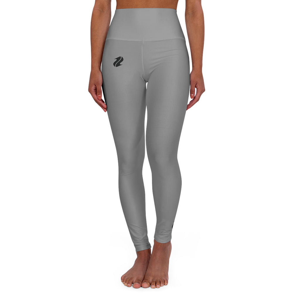 High-Waisted Grey Yoga Leggings – Smooth AOP Activewear