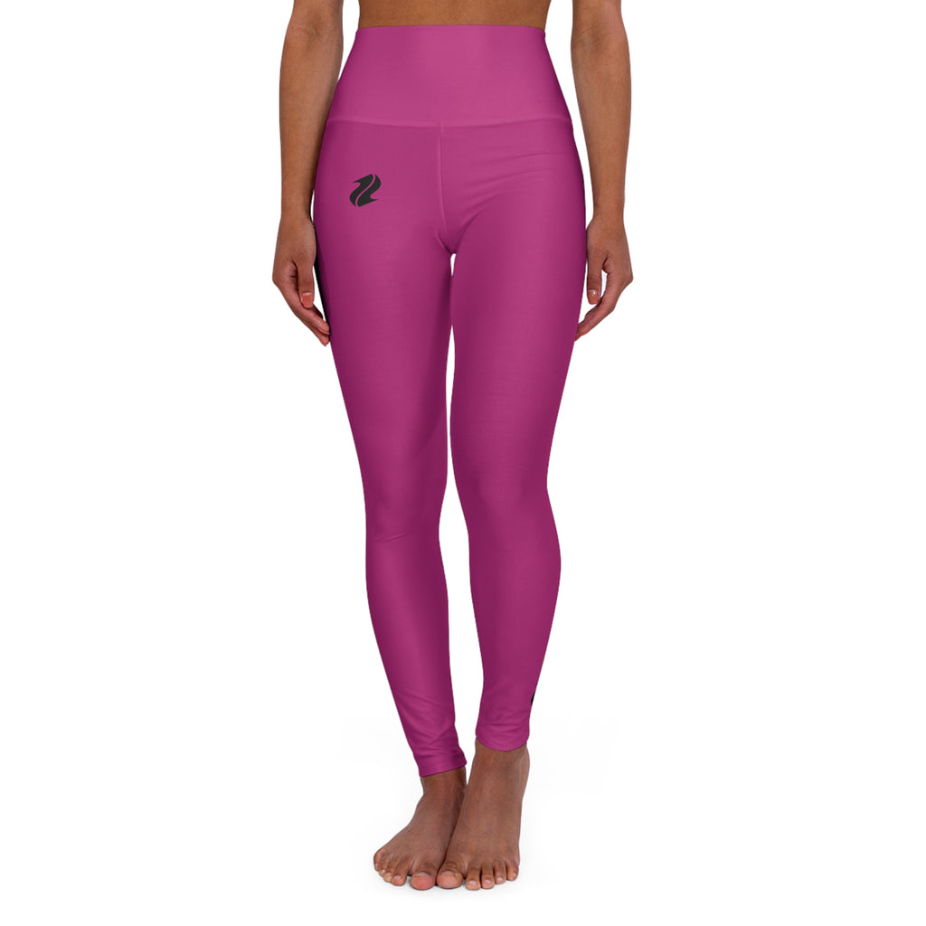 High-Waisted Pink Yoga Leggings – Smooth AOP Activewear