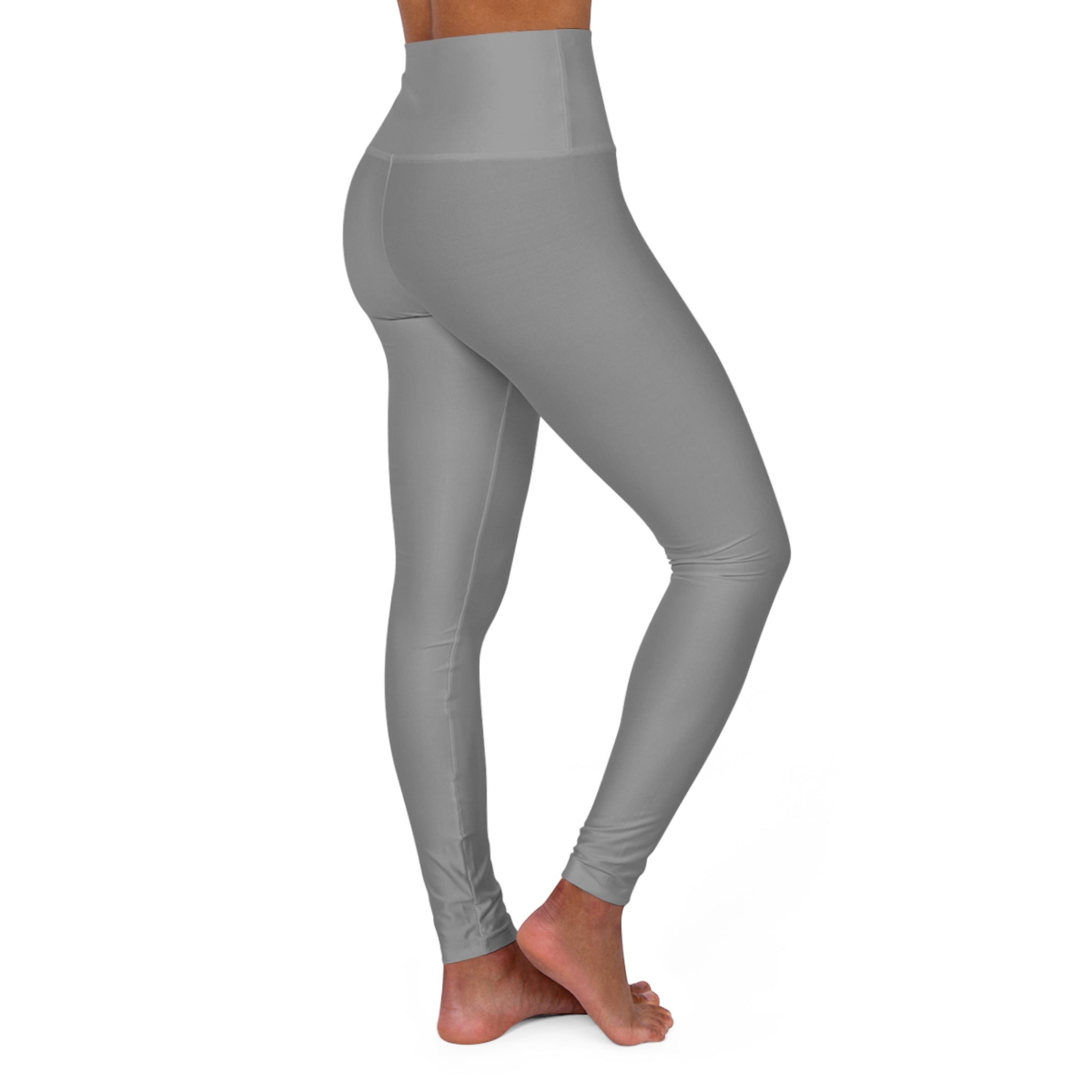 High-Waisted Grey Yoga Leggings – Smooth AOP Activewear