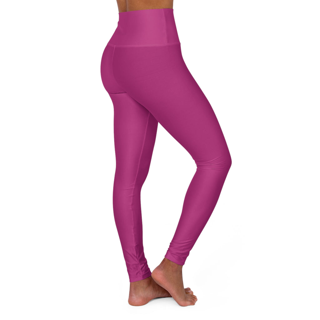 High-Waisted Pink Yoga Leggings – Smooth AOP Activewear