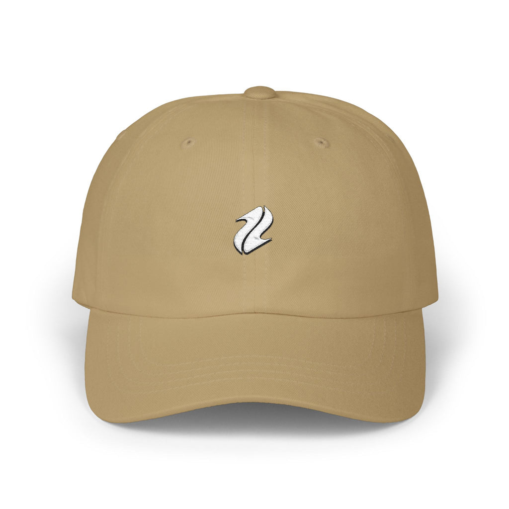 Embroidered Minimal Wave Dad Cap — Classic White Adjustable Hat